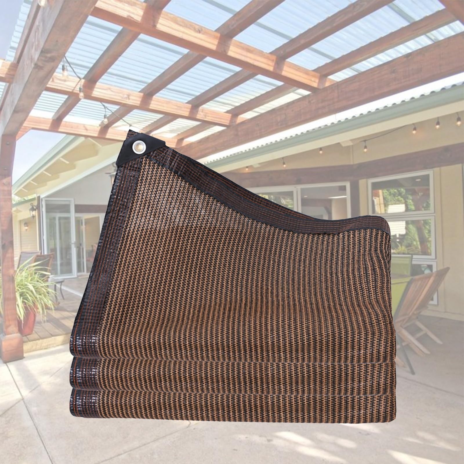 90% Shading Shade Cloth Cover 6.6X29.5FT 13X65.6FT 16.4X16.4FT 26X32.8FT Mesh Tarp Privacy Sun Shade Net for Greenhouse, Plant, Pergola, and Backyard Patio Sunshade (Color : Brown, Size : 5x5m/16.4X