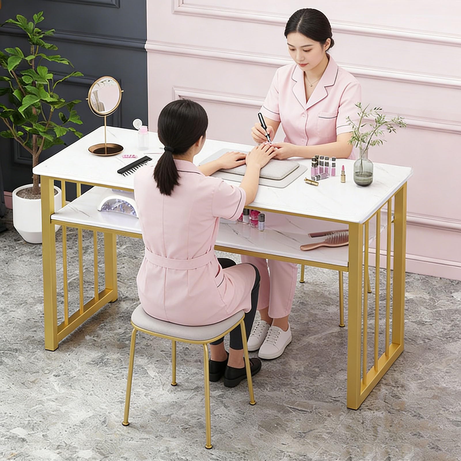 Nagelstudio-Tisch Manikürtisch für professionelle Handarbeit, Professioneller moderner Arbeitsplatz für Nageldesign,Nagelpflege-Tisch aus Holz für Salons Spas, Ausstattung für Make-up und Nagelpflege