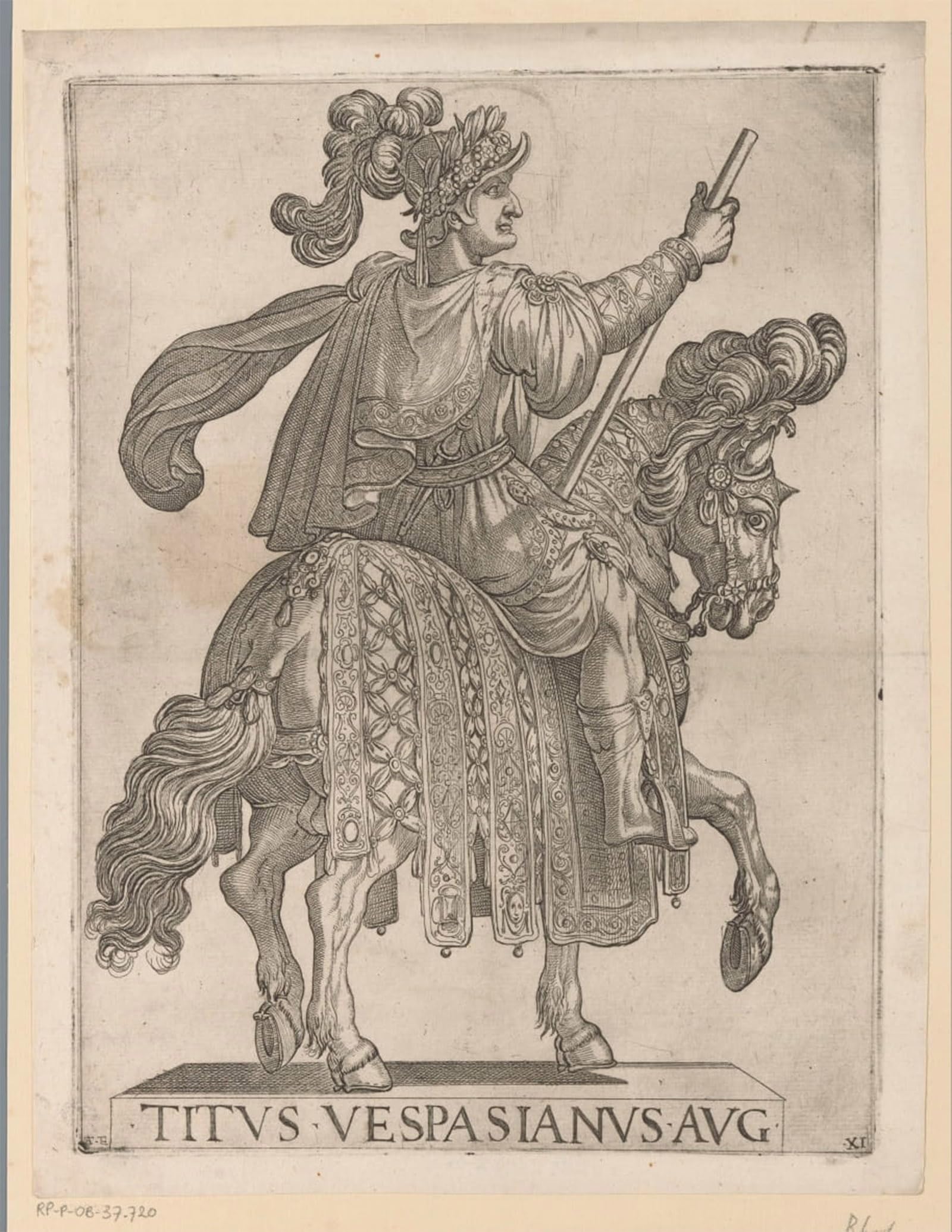 SERENDIPITP Vintage Picture Print on Canvas Wall Art Poster Emperor Titus on Horseback by Antonio Tempesta Artwork Print Poster for Wall Decor 60x90cm