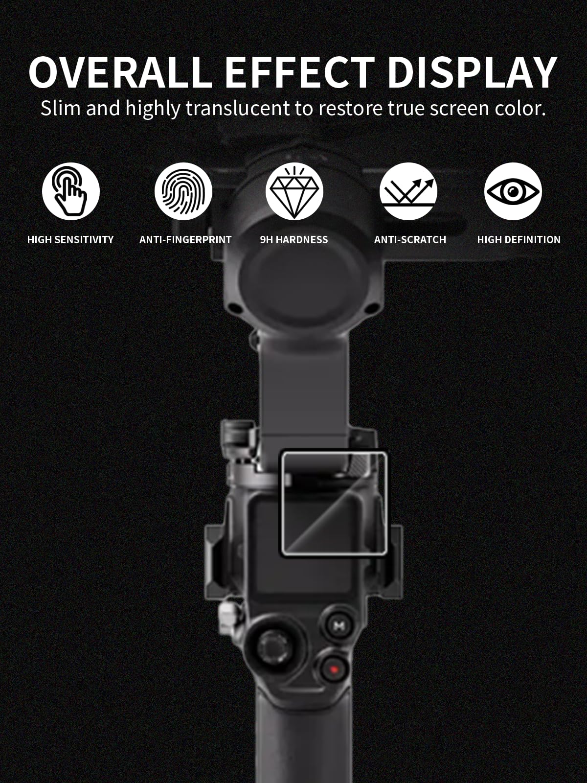 3 pellicole protettive per DJI RS5, 9H, in vetro temperato compatibile con DJI RS5, resistente, antigraffio, senza impronte digitali