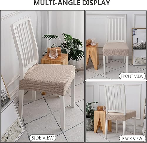 Miniatura 4 de Juego de 4 fundas elásticas para asiento de comedor, impermeables, de tela jacquard, fundas de asiento para sillas de cocina extraíbles y lavables