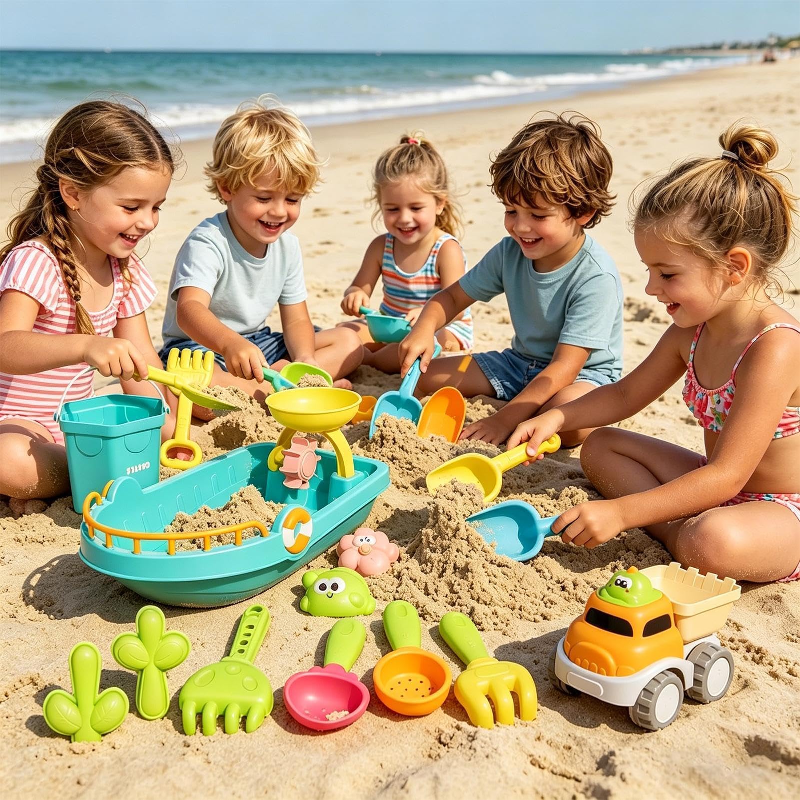 Sandspielzeug für Kinder im Außenbereich 25-teiliges Grabwerkzeug-Set | Sandspielzeug an dem Für den Outdoor-Bereich, Außenbereich, Schwimmbecken, Wasser, Schwimmen, Tauchen, Sommerurlaub,