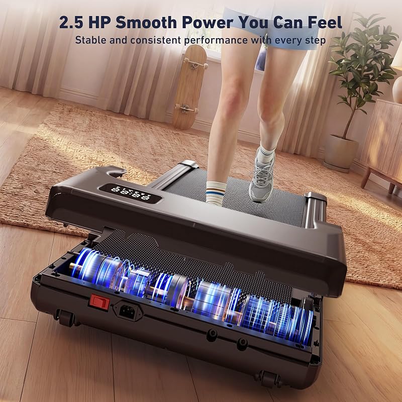DeerRun Under Desk Walking Pad Treadmill with 6% Manual Incline, 0.6-3.8 MPH Walking Speed, 2.5 HP, 300 lb Capacity, App & Remote Control, for Home Office & Small Spaces image 6