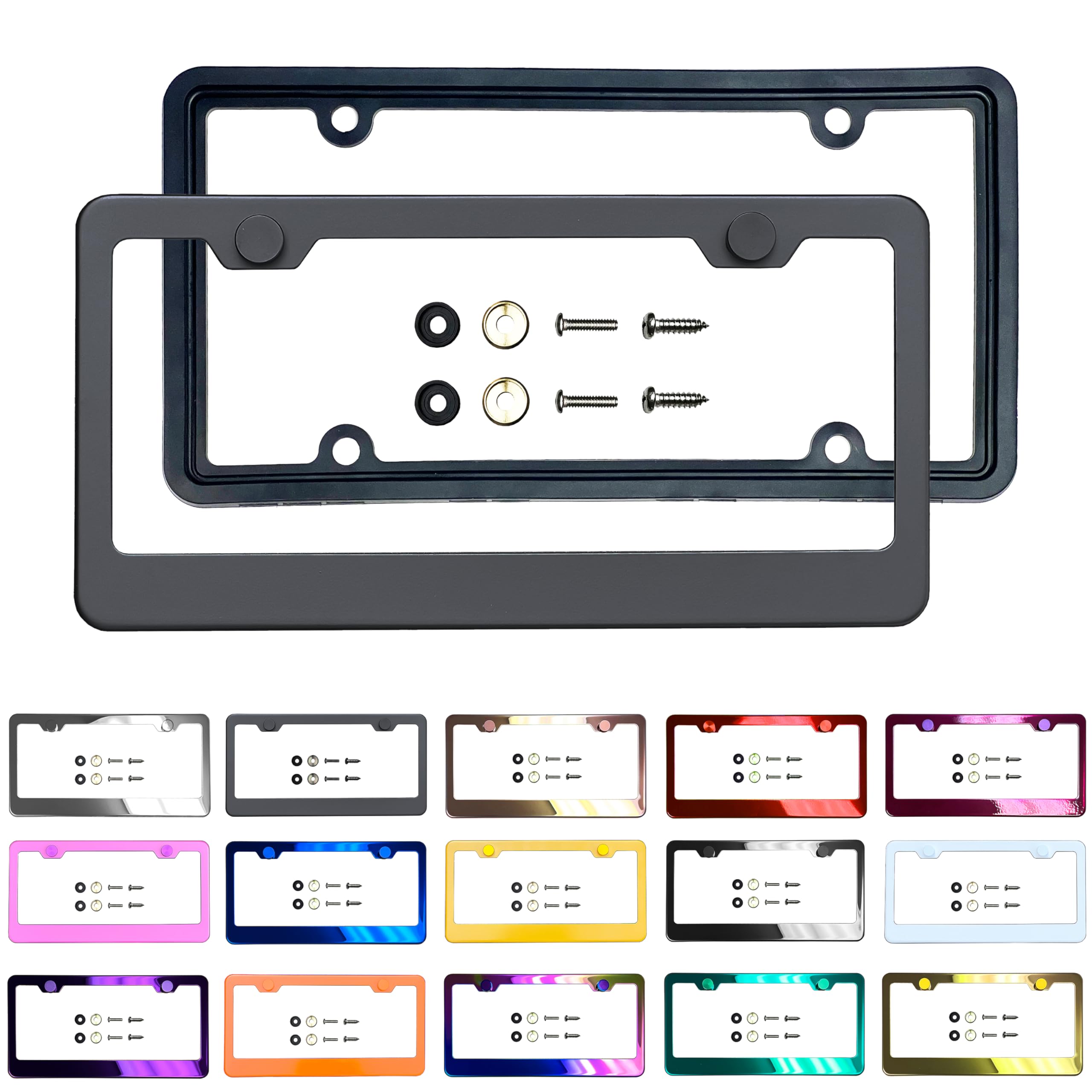 Amazon.com: Iridescent Neo Chrome License Plate Frame T304