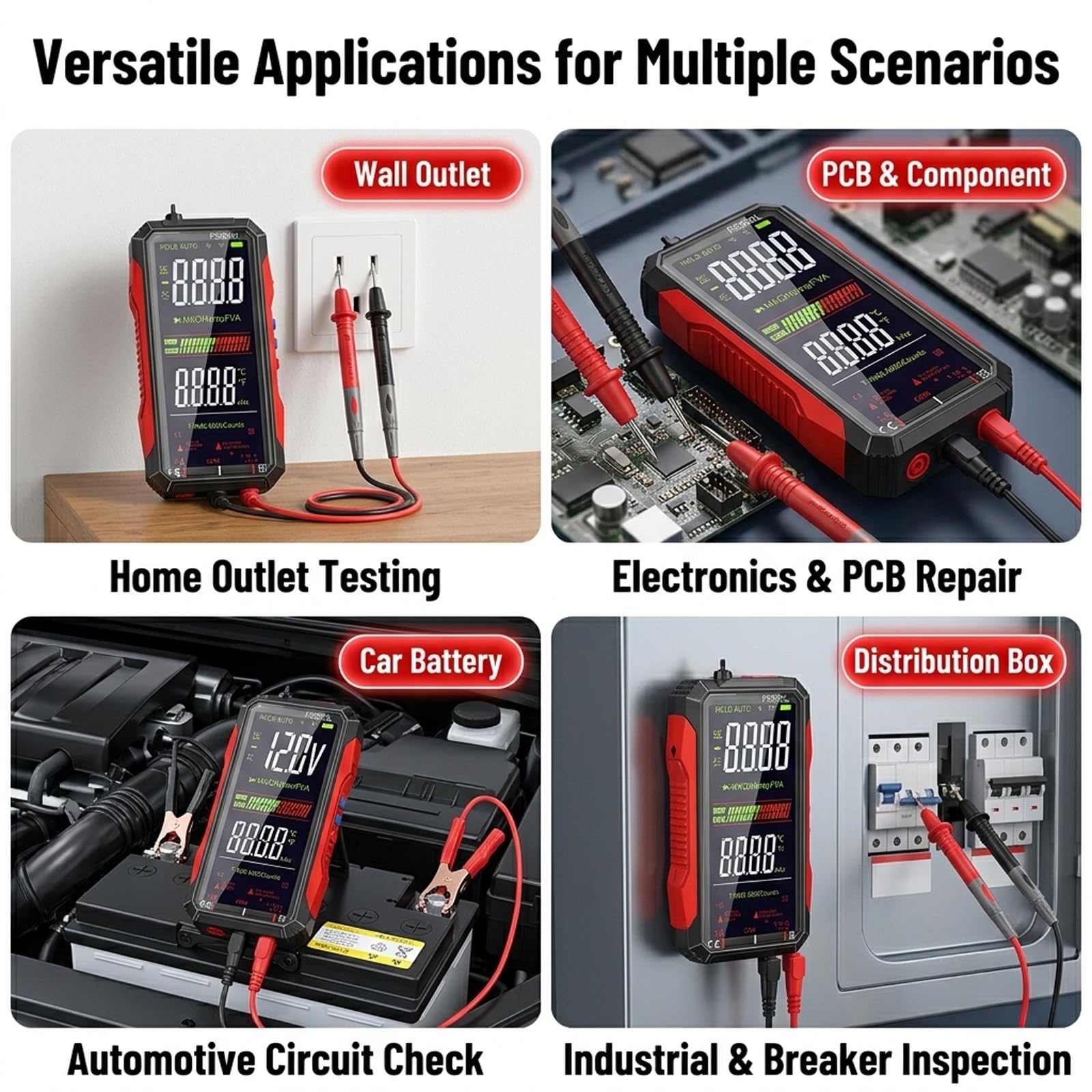 Digital Multimeter FS899L Upgraded - USB Rechargeable with Stand — Amazon image 7