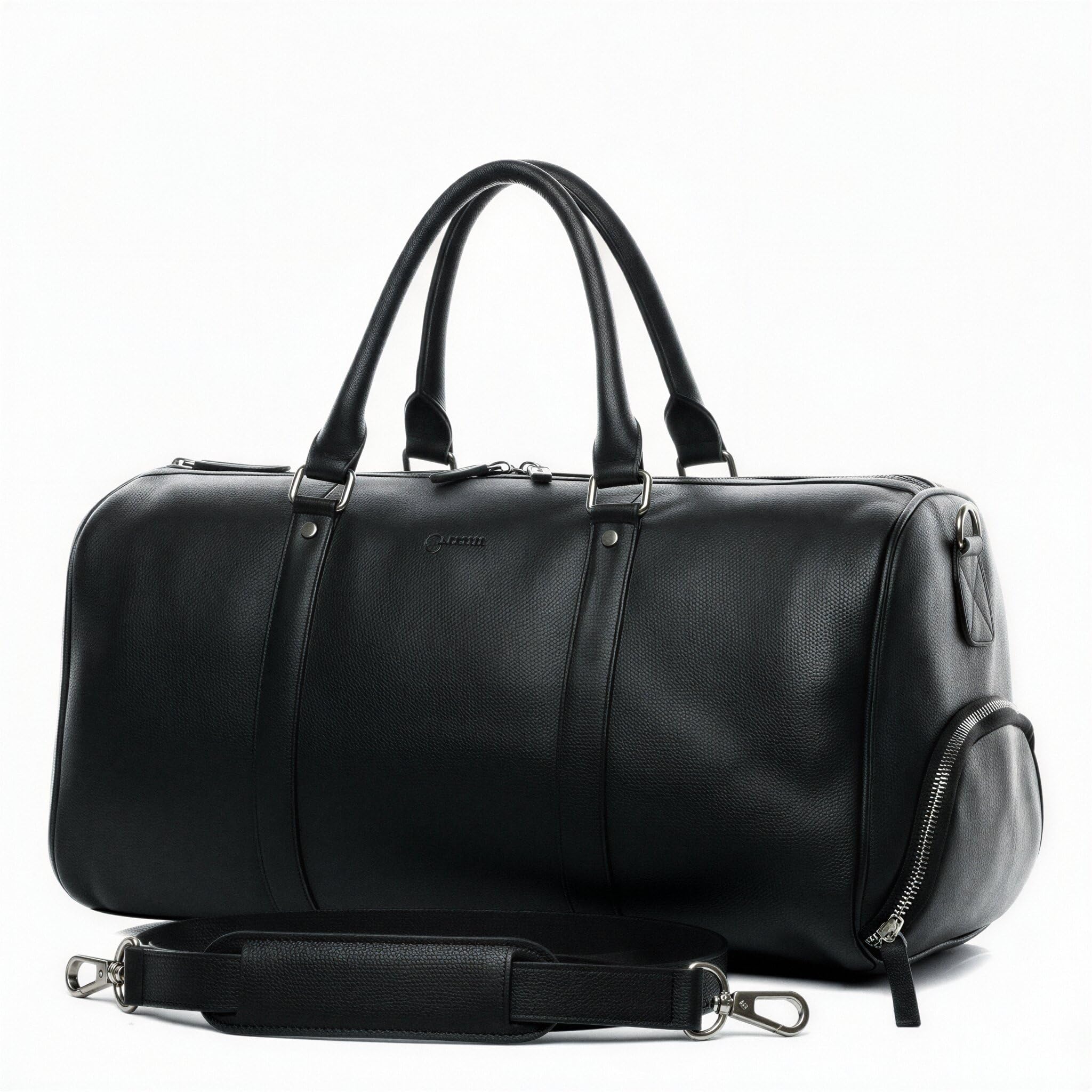 BACCINI® borsa viaggio tracolla vera pelle FLORIAN grande borsone bagaglio a mano sportiva duffle bag weekend uomo donna nero prodotto artigianale