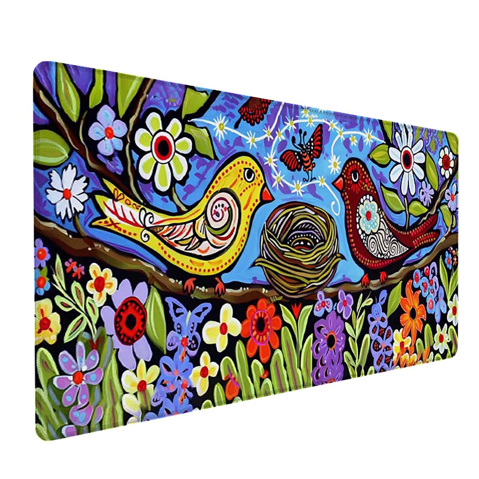Podkładka pod mysz XXL 1200x600x3mm, kolorowa podkładka pod mysz do gier z antypoślizgową gumową powierzchnią, poprawia precyzję i szybkość, akcesoria biurowe, prezent dla mężczyzn, ptak I-7315