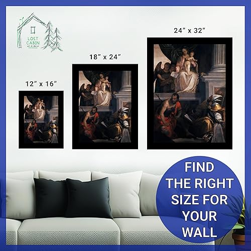 Miniatura 6 de Lost Cabin Madonna Enthroned with Child por Paolo Veronese Impresión en marco biselado negro  Reproducción de pintura de obras de arte finas  Regalo