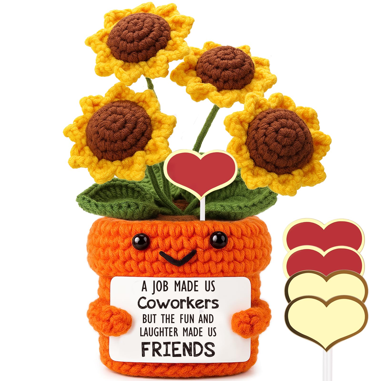 Mini Farewell Gifts for Coworkers Handmade Crochet Sunflower – Coworker Appreciation, Thank You Gift for Colleague, Farewell, Retirement, Going Away, Promotion, Work Friend Office Desk Decor