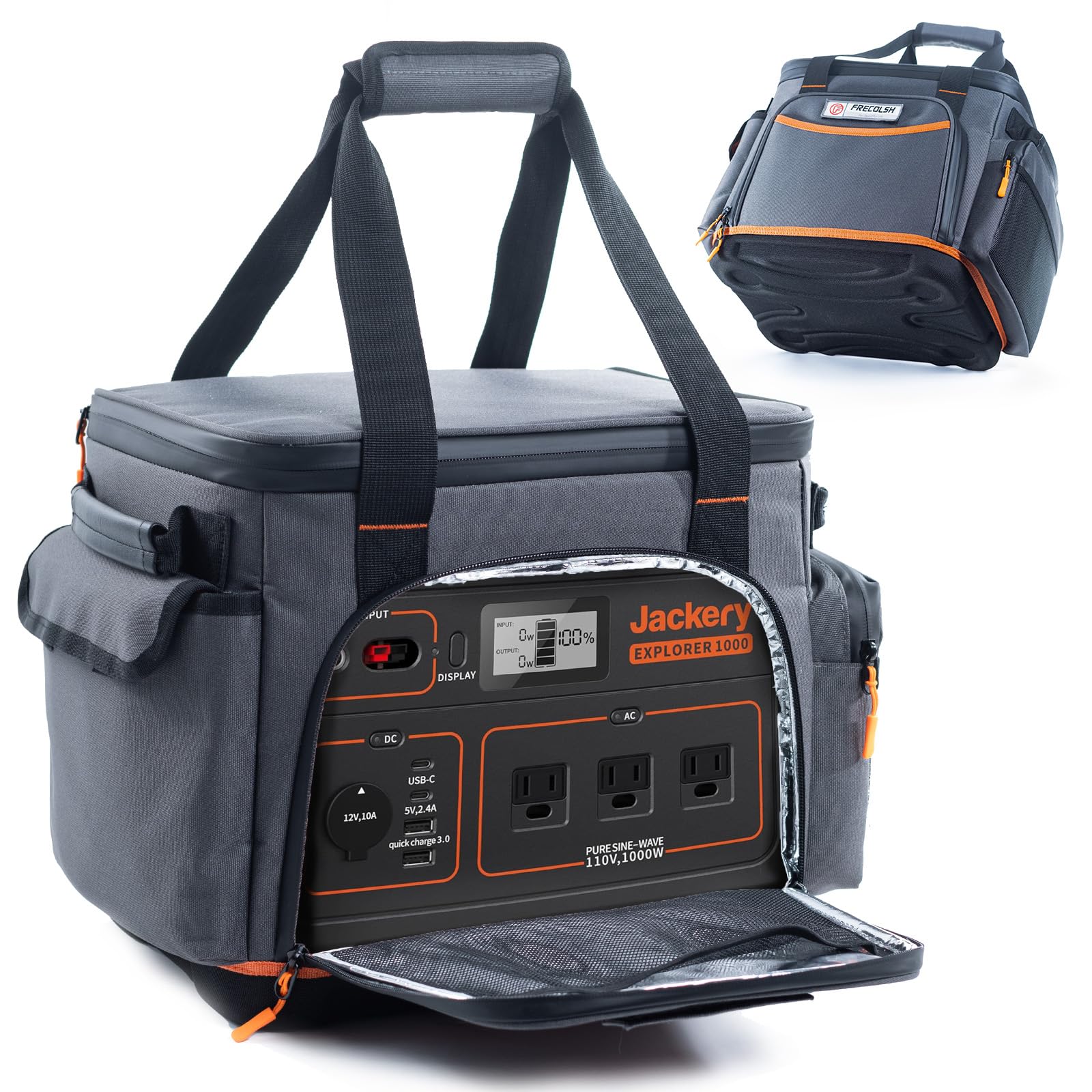 FRECOLSH Travel Carrying Case Compatible with Jackery Explorer 1000, Portable Power Station Storage Case with Waterproof Bottom and Pocket for Solar Generator Jackery Accessories, Storage Bag Only