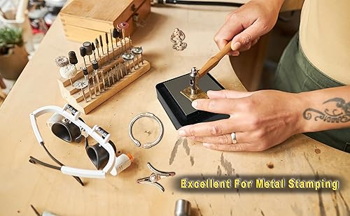 Miniatura 5 de HimaPro Yunque cuadrado plano de acero cromado de 3 pulgadas con bloque de goma de 4 pulgadas, una gran herramienta para la fabricación de joyas,