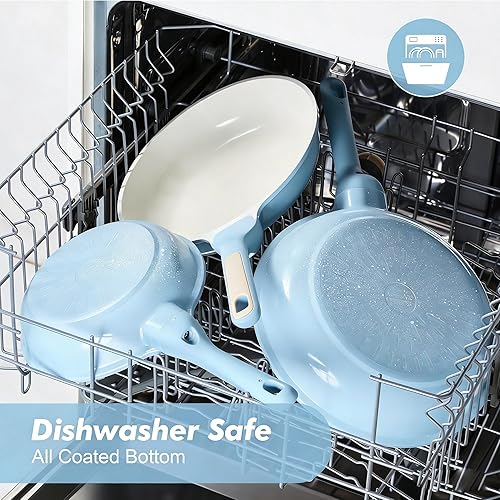 Miniatura 4 de SENSARTE - Sartén antiadherente de cerámica de 8 pulgadas, sartén saludable no tóxica, sartén para tortilla compatible con inducción con mango Azul