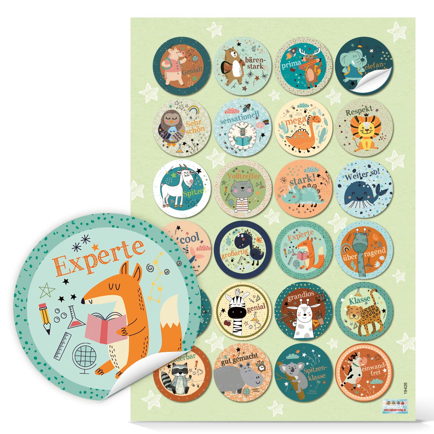 Logbuch-Verlag 96 pegatinas de motivación para niños – Pegatinas de recompensa de 4 cm – redondas pegatinas motivación recompensa