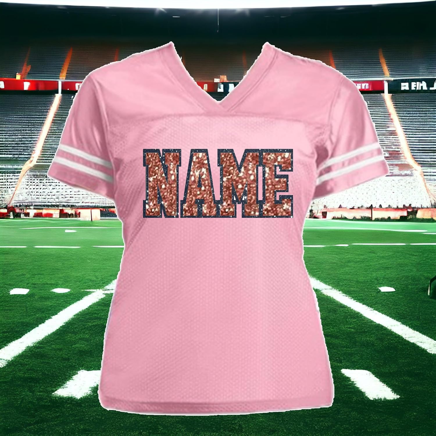 Custom Glitter Football Jersey, Detroit or Any Team, Shirt for Women Ladies, Personalized, Lions Tigers Eagles or Any Sport