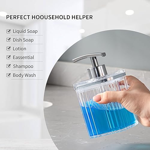 Miniatura 6 de Dispensador de jabón acrílico transparente, dispensador de jabón líquido de mano de 15 onzas, botella de loción líquida de plástico recargable para