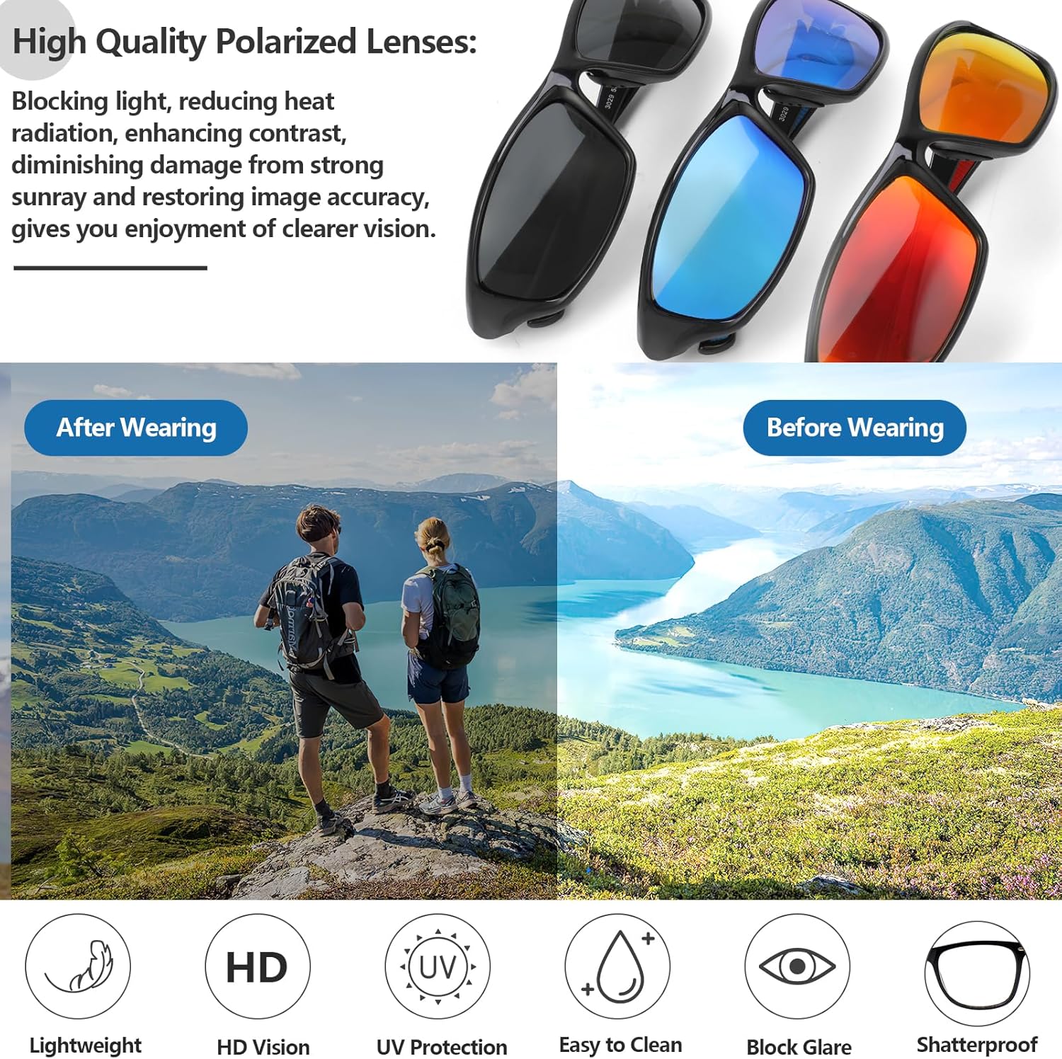 Hifot Sports Polarized Sunglasses Men, Sun Glasses for Cycling Driving Fishing, Women's Sunglasses Running Baseball Golf - Image 4