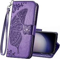 Vista 14 de Funda protectora de piel sintética para Samsung Galaxy S10e, con tapa y ranura para tarjetas, bolsillo en relieve, diseño de flores y mariposas