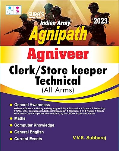 SURA`S Indian Army Agnipath Agniveer Clerk Store keeper Technical (All Arms) Exam Book in English Medium - Latest Updated Edition 2023