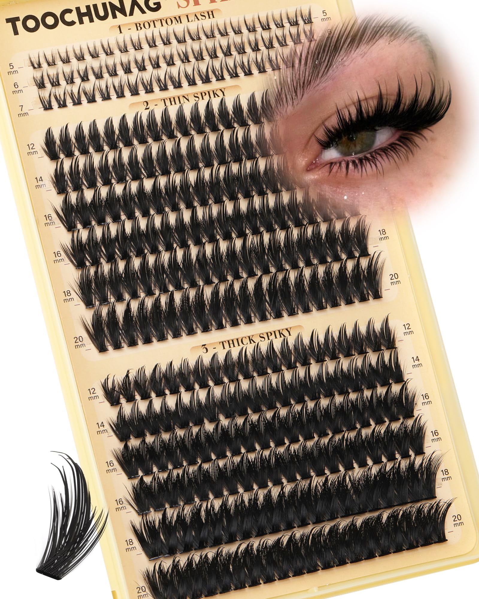 Spiky Manga Lash Clusters 12-20mm Anime Eyelash Clusters 300pcs Cluster Eyelash Extensions Fairy Eyelashes Cluster with Bottom Individual