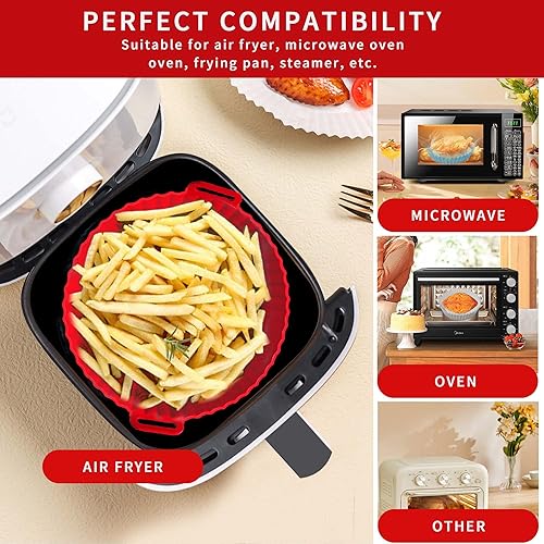 Miniatura 3 de UOUYOO Revestimientos de silicona para freidora de aire, paquete de 2 ollas de silicona para freidora de aire de 3 cuartos de galón, 4 cuartos de
