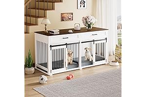 MUPATER Double-Door Wooden Dog Crate Furniture