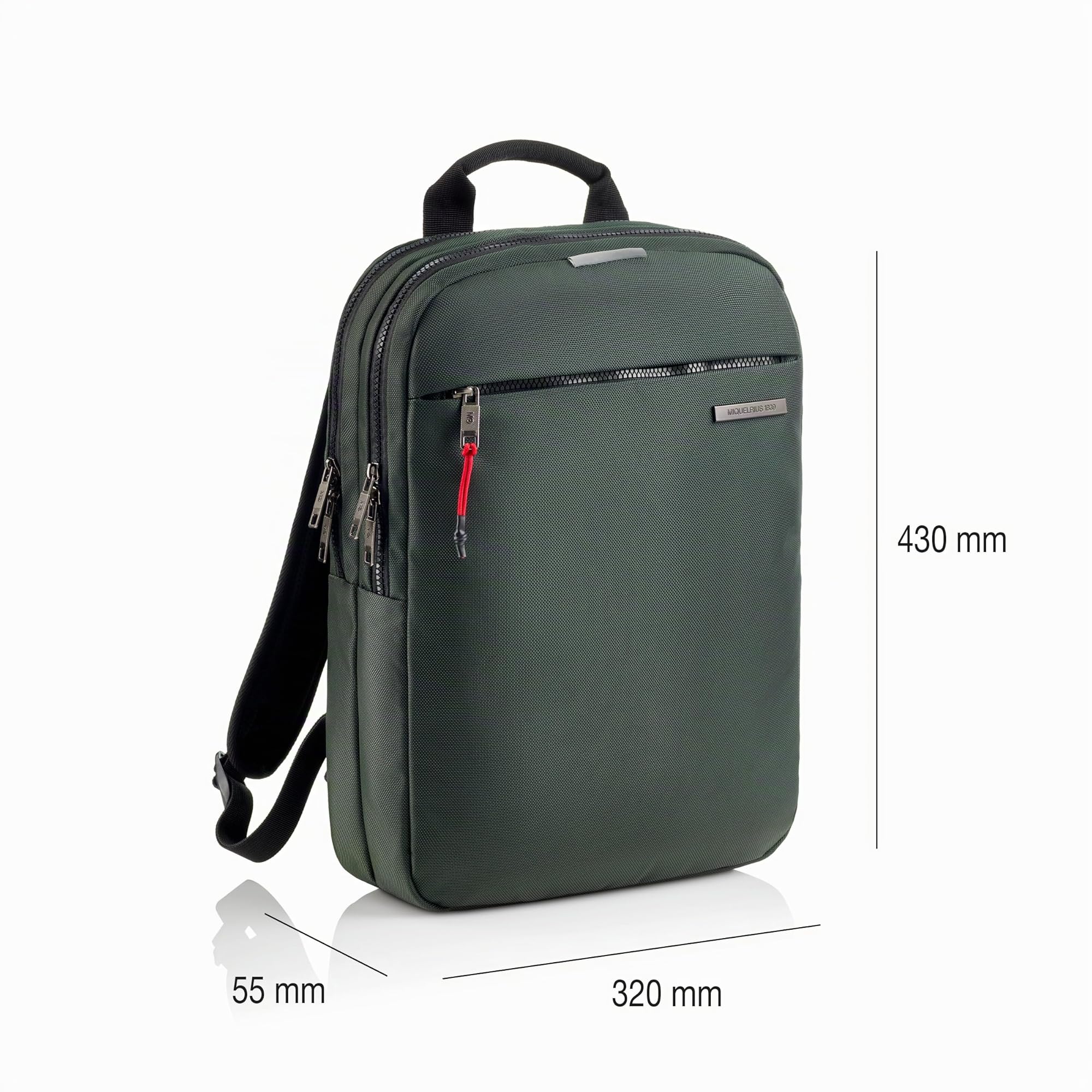 Miquelrius - Mochila ordenador de 13l, Bolsillo antirobo RFID, Detalles reflectantes, Cierre seguridad, Adaptable trolley, Mochila portátil+tablet, Repelente al agua