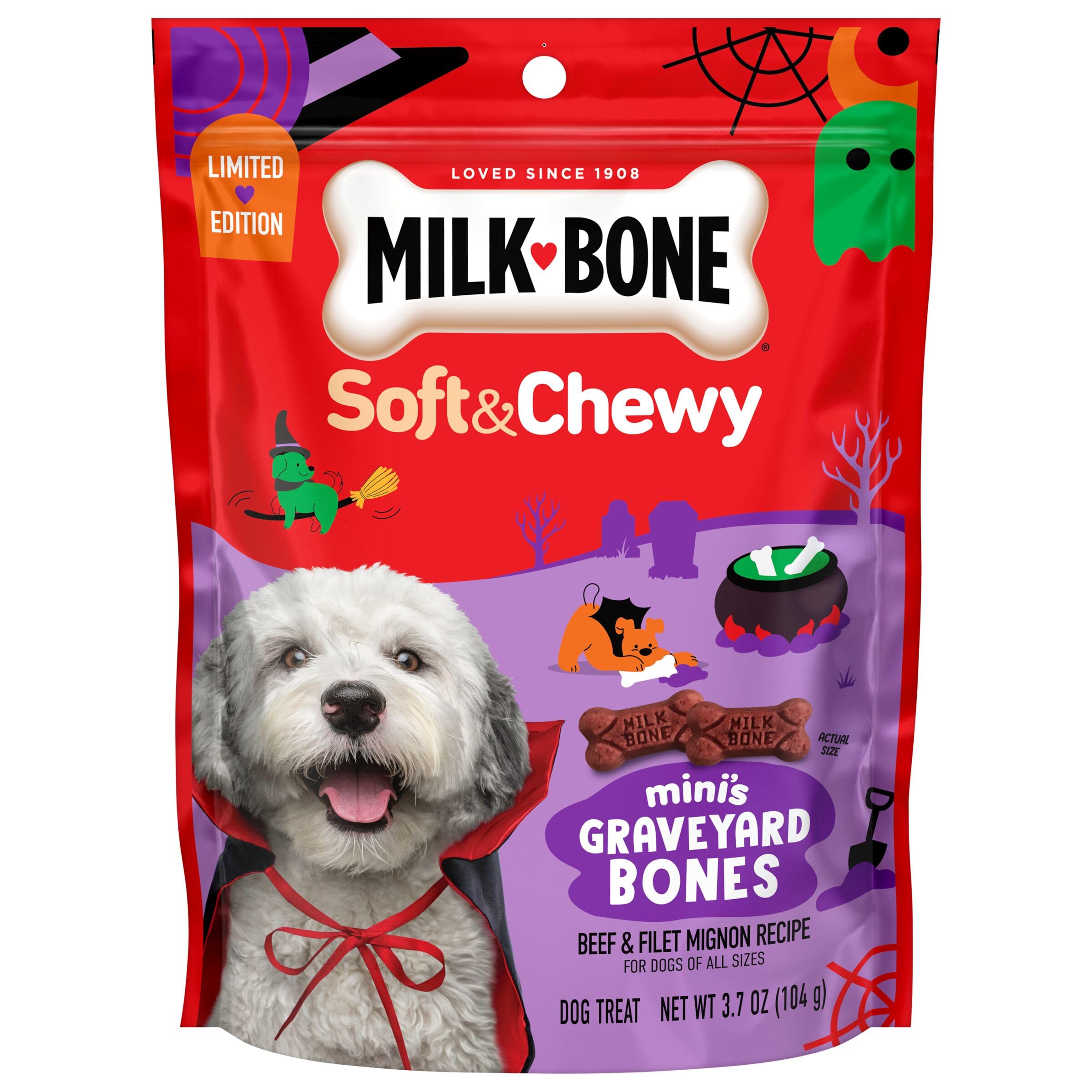 Milk-Bone Soft &amp; Chewy, Mini’s Graveyard Bones, 3.7 Oz. Bag