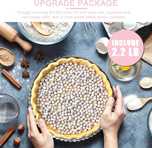 Miniatura 9 de Pesas de cerámica para tartas, 2.2 libras, pesos de pastel de 0.394 pulgadas para hornear ciegos, pesos naturales reutilizables para tartas con