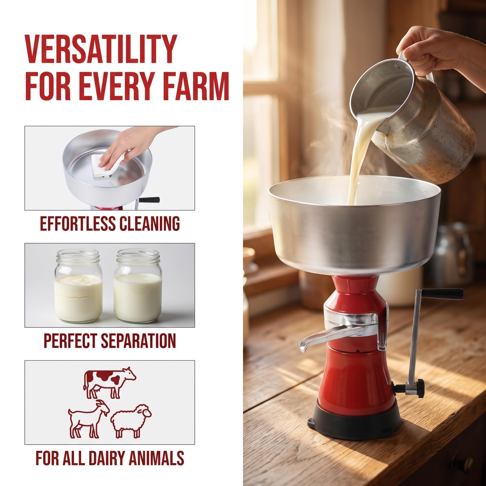Separatore Manuale Di Crema Di Latte In Lega Di Alluminio, Macchina Per La Separazione Del Latte, Separatore Elettrico Di Crema In Acciaio Inossidabile Per Capre E Mucche, Per Trasformare Il