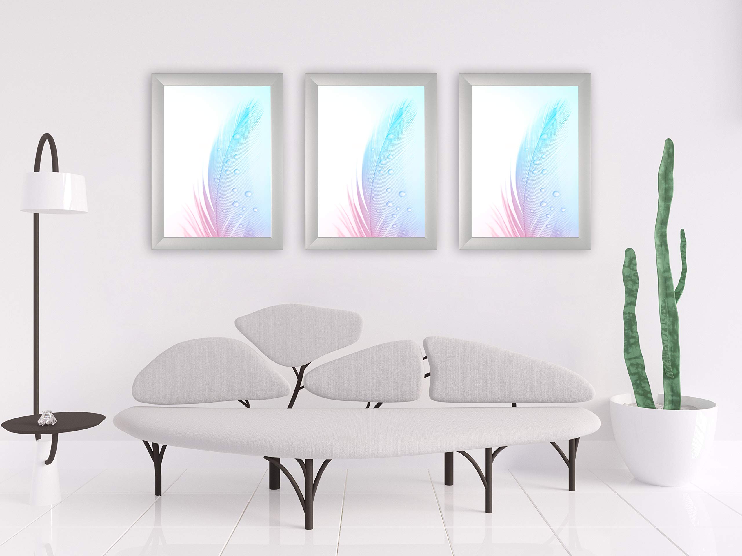 DR24 75x100 Bilderrahmen (Silber matt) nach Maß, 35 mm breiter MDF Holzrahmen inkl. entspiegelter Anti-Reflex Kunstglasscheibe, stabiler Rückwand, Biegestiften und Aufhängern