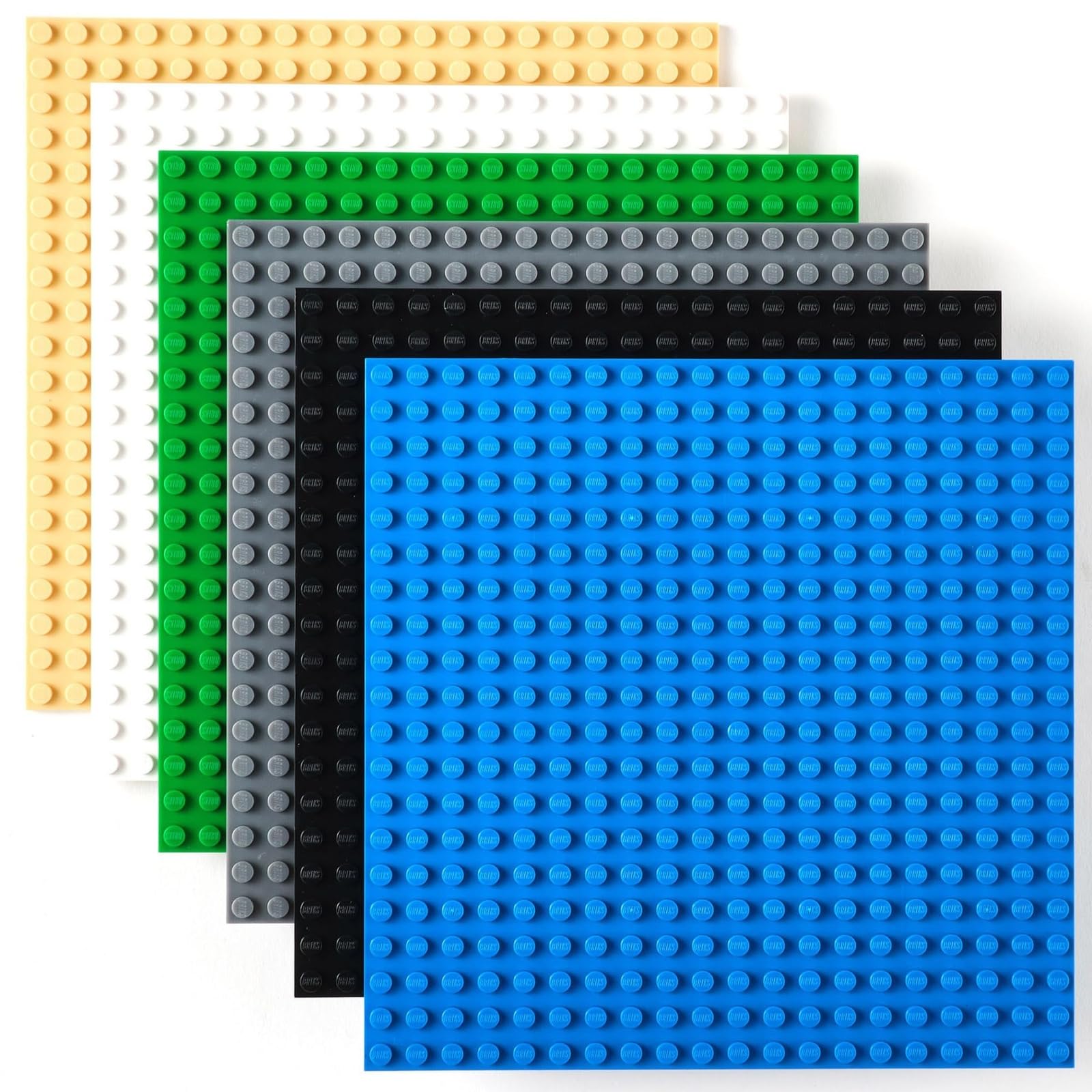 Classic Baseplates 15cm X 15cm Building Brick Base Plates | Compatible with LEGO Blocks, Compatible with LEGO Base Plates | Baseplates for Building Towers | Black, Blue, Gray, Green, Sand, White