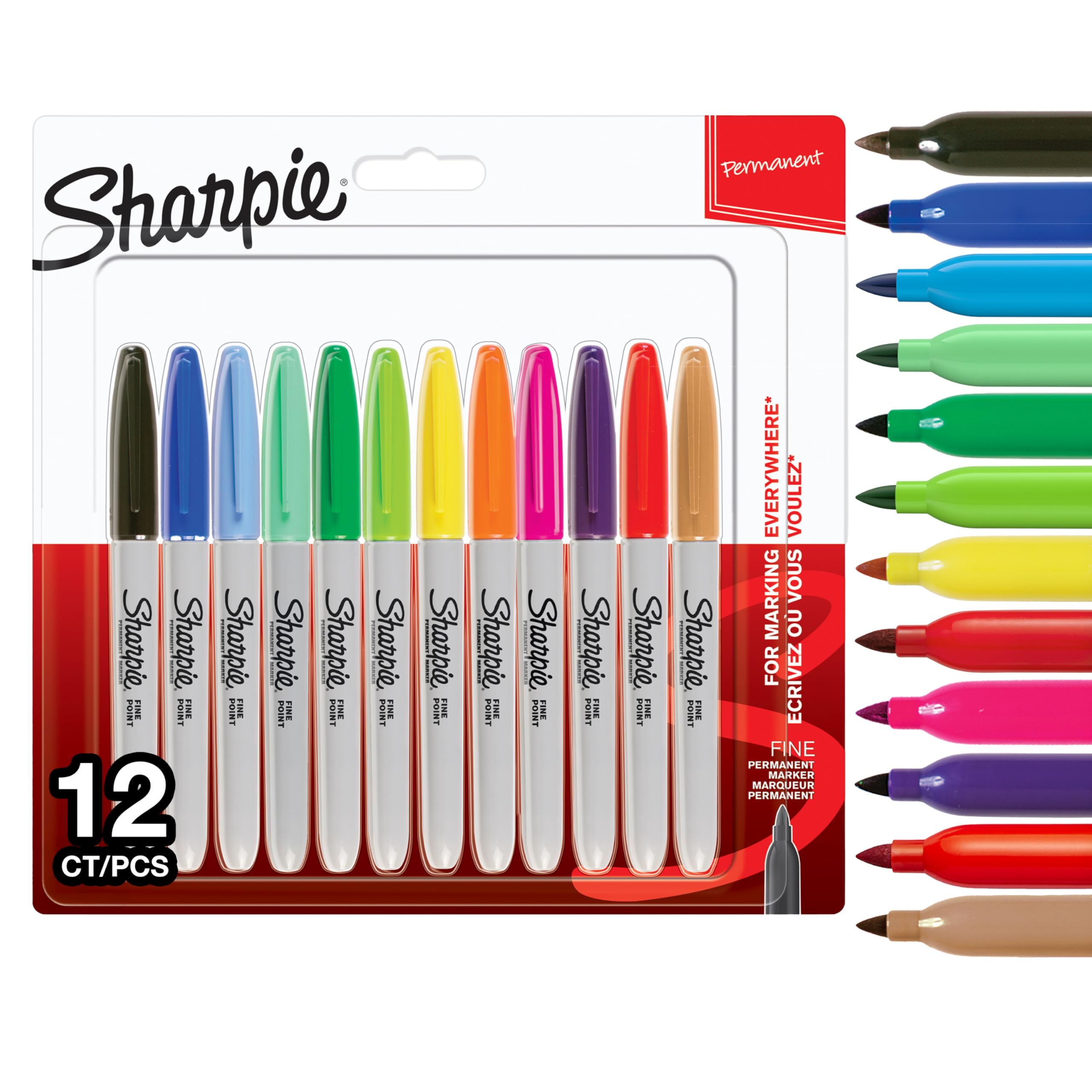 Sharpie pennarelli indelebili | punta fine | colori assortiti | 12 pezzi