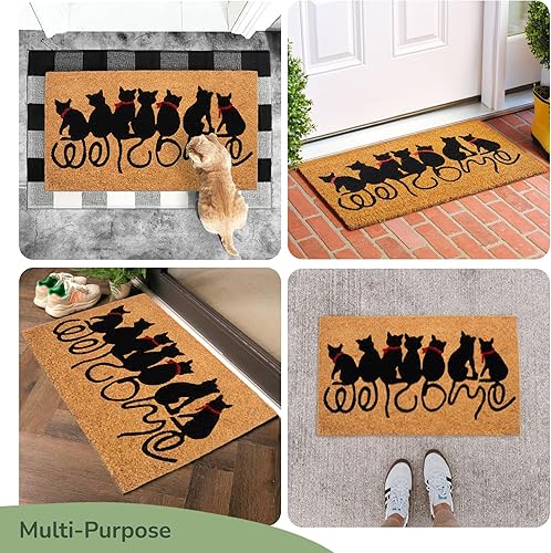 Miniatura 6 de Tapete de bienvenida de fibra de coco con respaldo de PVC antideslizante, tapete para interiores y exteriores, para el hogar y la oficina, tapete