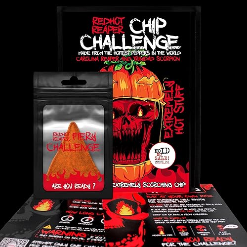 Miniatura 5 de Red Hot Reaper – 1 bocadillo más caliente del desafío de chips – Halloween Carolina Reaper Spicy Challenge - Stupidly Spicy Hot Chip