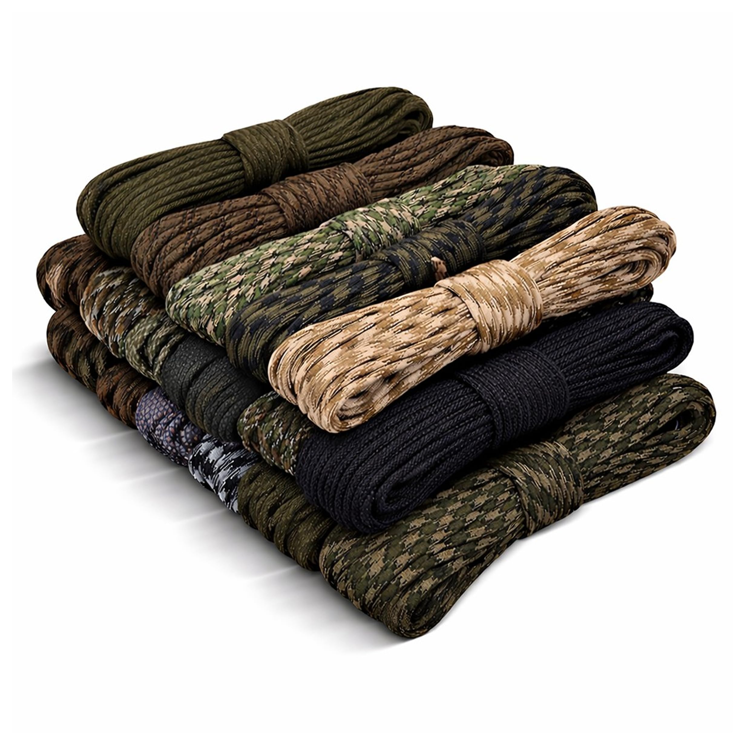 EdcX Paracord 4mm, Set of Random Military Colors (60m SET) | Ideal for Camping, Survival, Outdoor, Crafting, DIY | 100% Nylon Rope 4mm| Tactical Cord 550 Type III - Military Set 400 gr (60m)