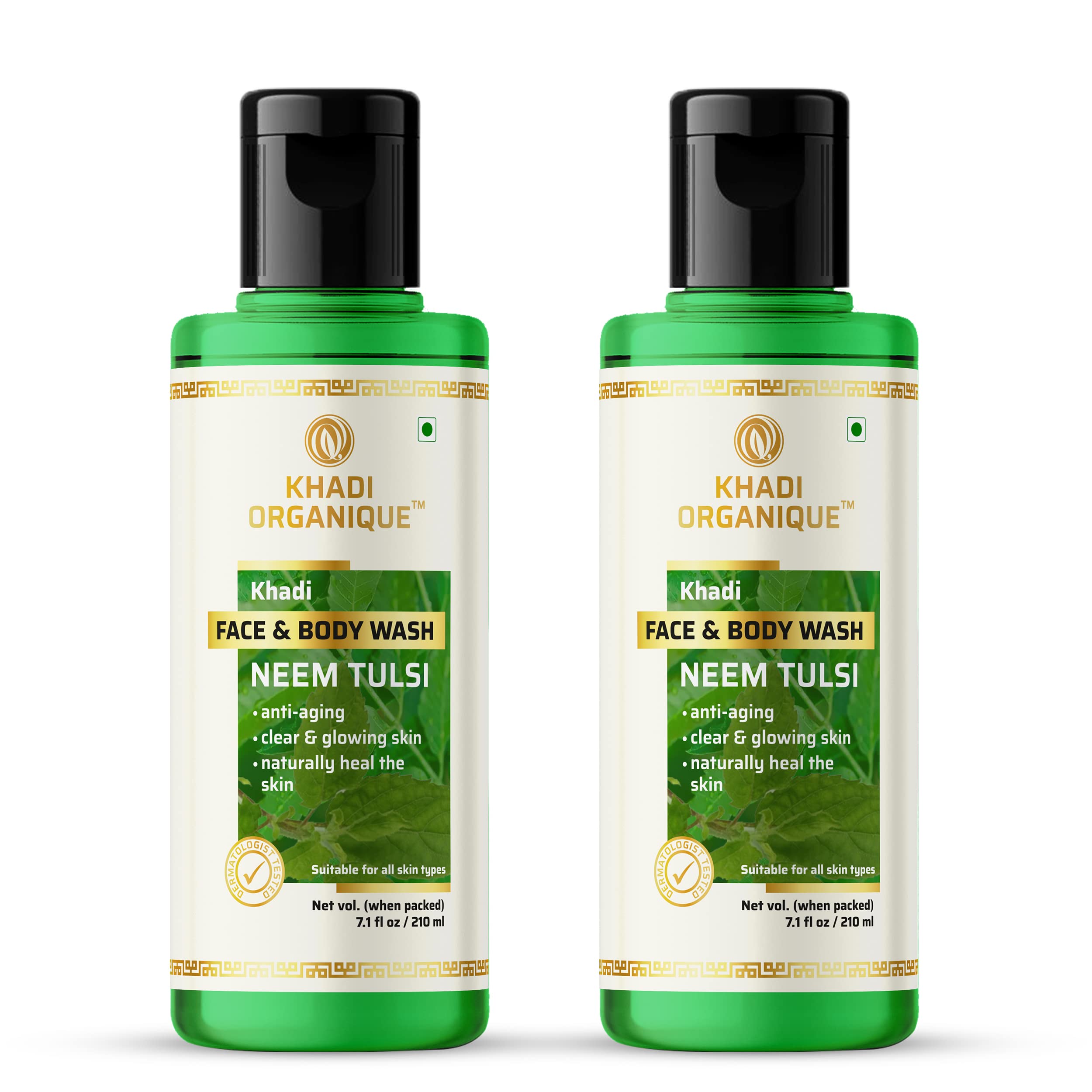 KHADI ORGANIQUENeem Tulsi Natural Face & Body Wash Pack Of 2