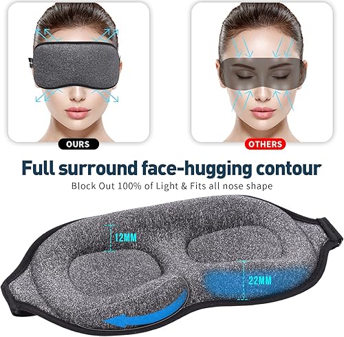 Miniatura 2 de ZGGCD Máscara para dormir, 100% opaca para dormir de lado, máscara de ojos contorneada 3D para mujeres y hombres, venda nocturna con correa