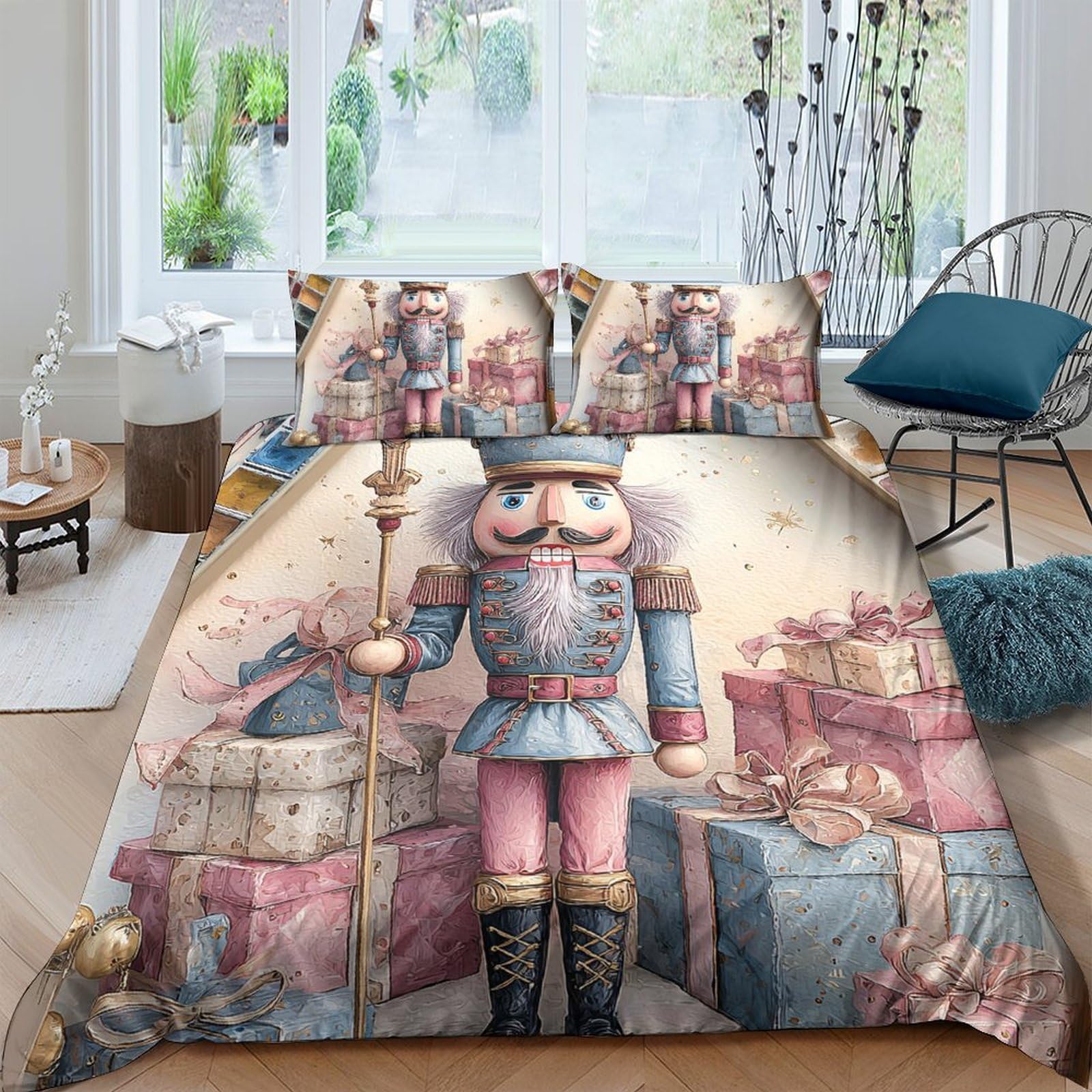 Ctjqhvkz Style-6 3D Printed Nutcracker Toy Fitted Sheet Microfiber Soft Breathable Box Mattress Cover For Bedroom Decor Single（135X200cm）