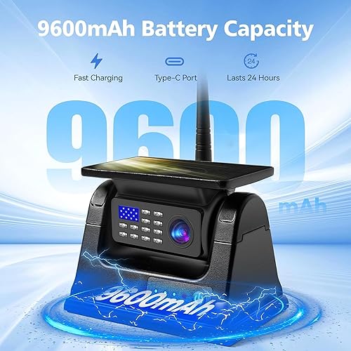 Miniatura 5 de Cámara magnética inalámbrica de respaldo, carga solar, batería de 9600 mAh, gran angular de 170, impermeable IP69, sin cableado, fácil de instalar