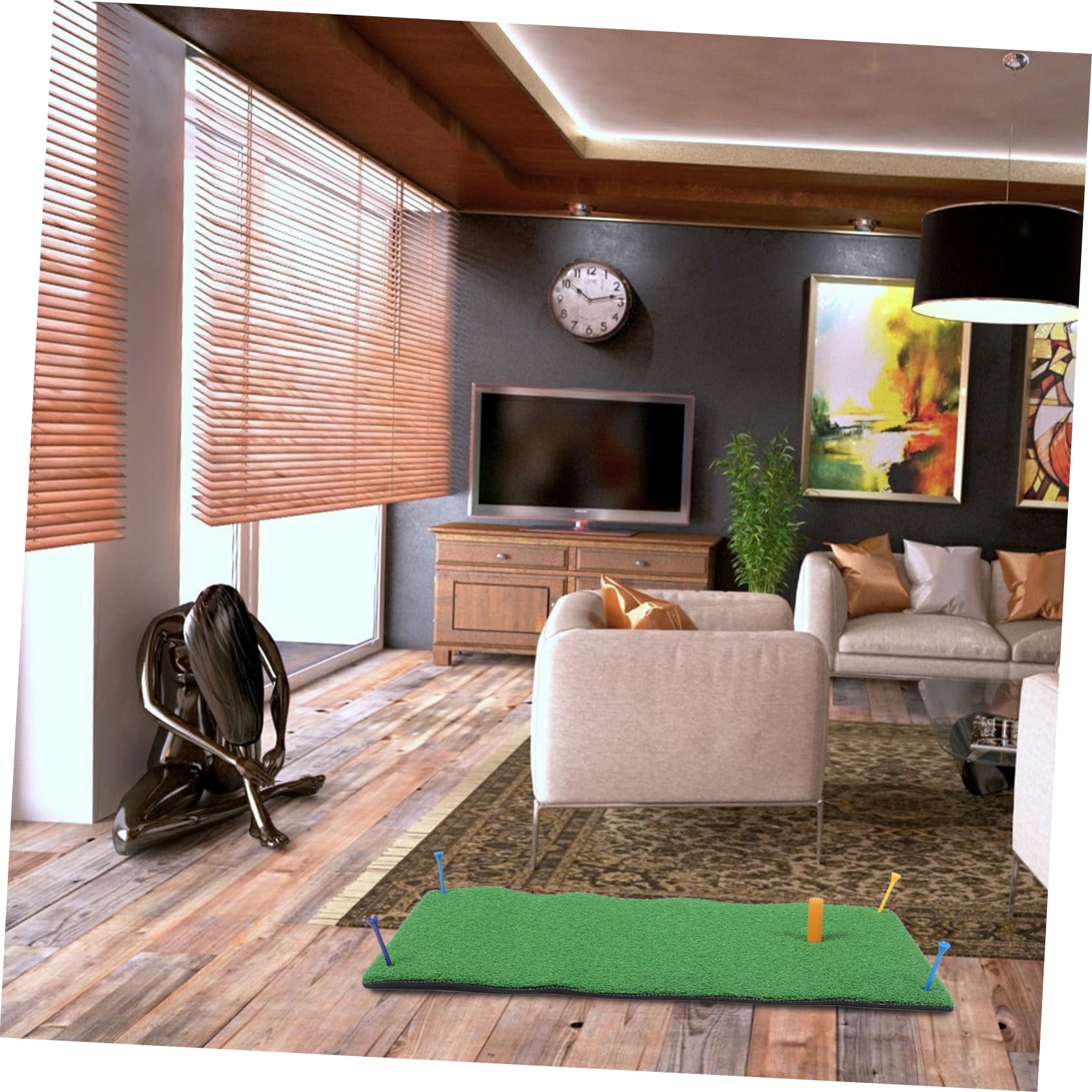 Toddmomy Golf Portable Turf Indoor Golf Practice Mats for Beginners Professionals