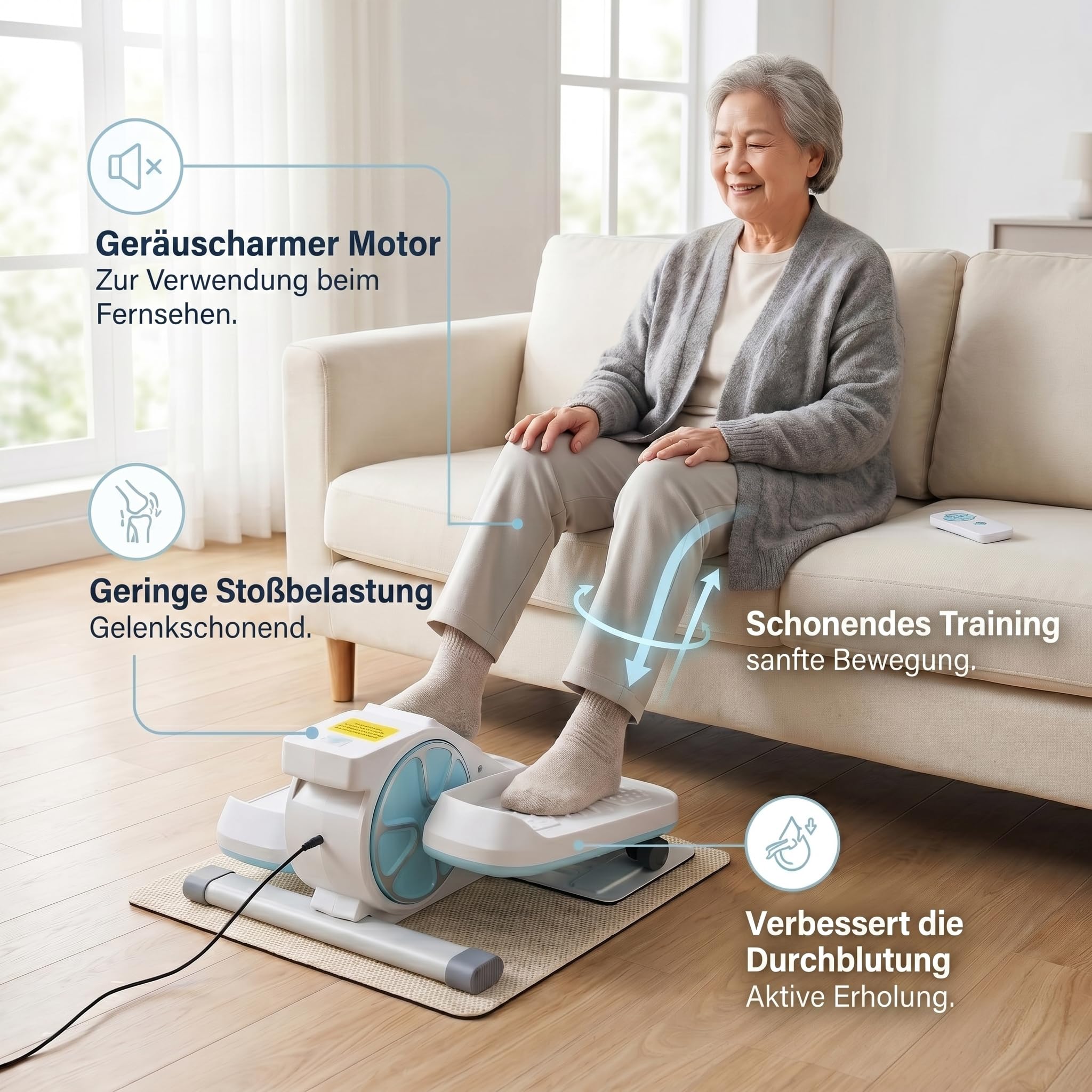 LIVMORE Elektro Fitness Stepper, Magnetischer Widerstand, LCD Display, Fernbedienung, Anti Rutsch Pedale, Schwarz