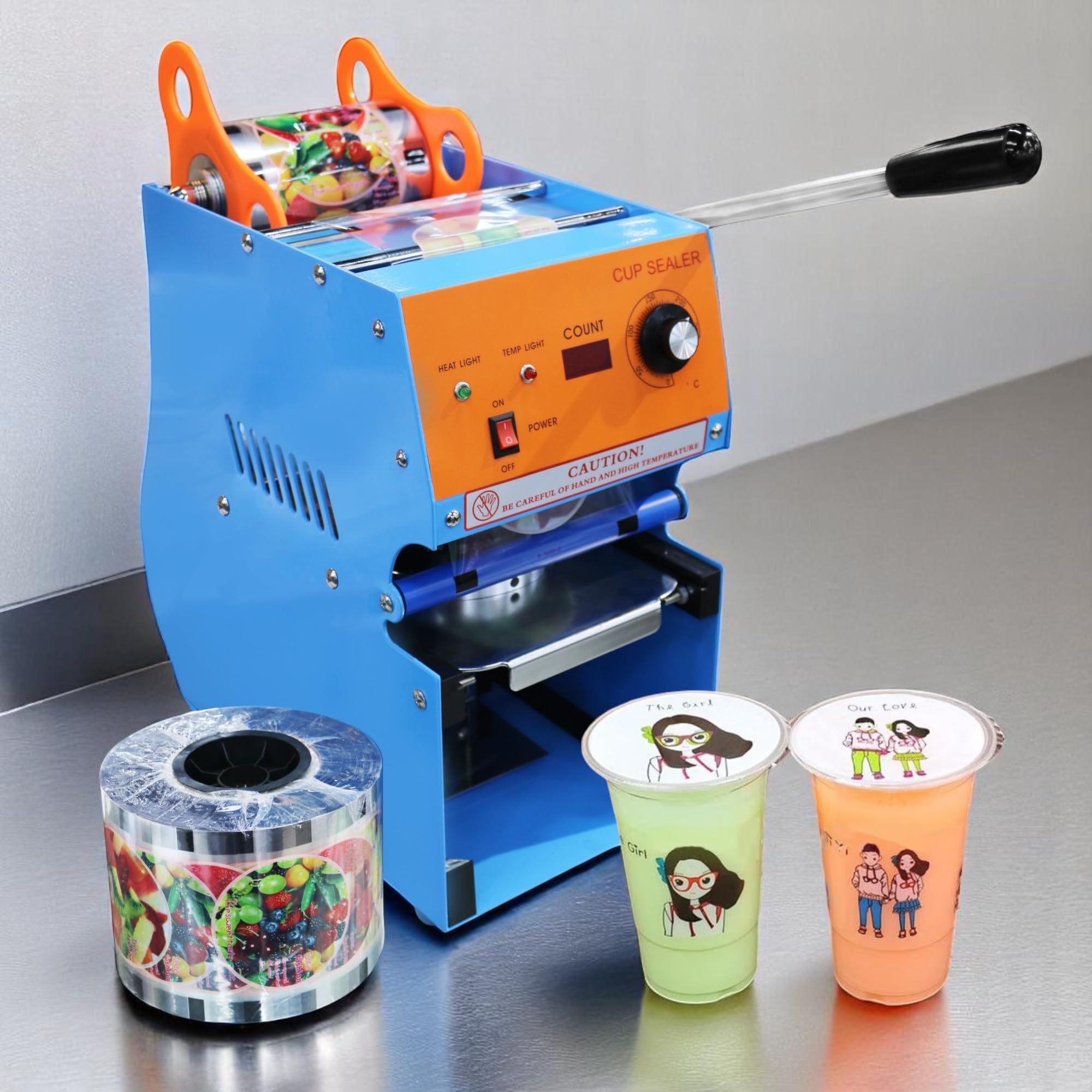 GRACE Manual Handle cup sealing machine commercial sealer hand pressure sealing maker Bubble pearl milk tea shop closure Cup lid with 1 Sealing Film