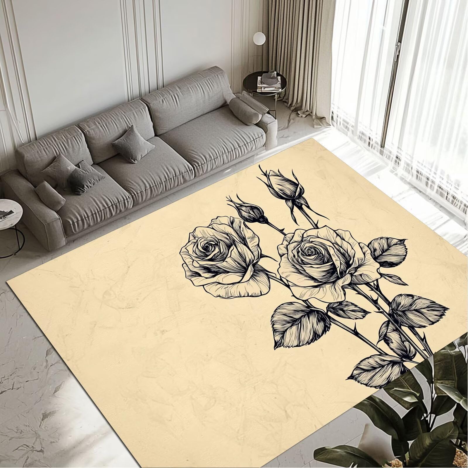 Tapis de salon lavable cream 160x230cm pour habiller une salle à manger ou une entrée