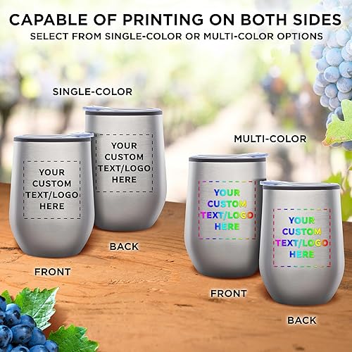 Miniatura 6 de Vasos de vino personalizados sin tallo de 12 onzas, juego de 6, paquete personalizado a granel, aislados, perfectos para vino, cócteles, otras