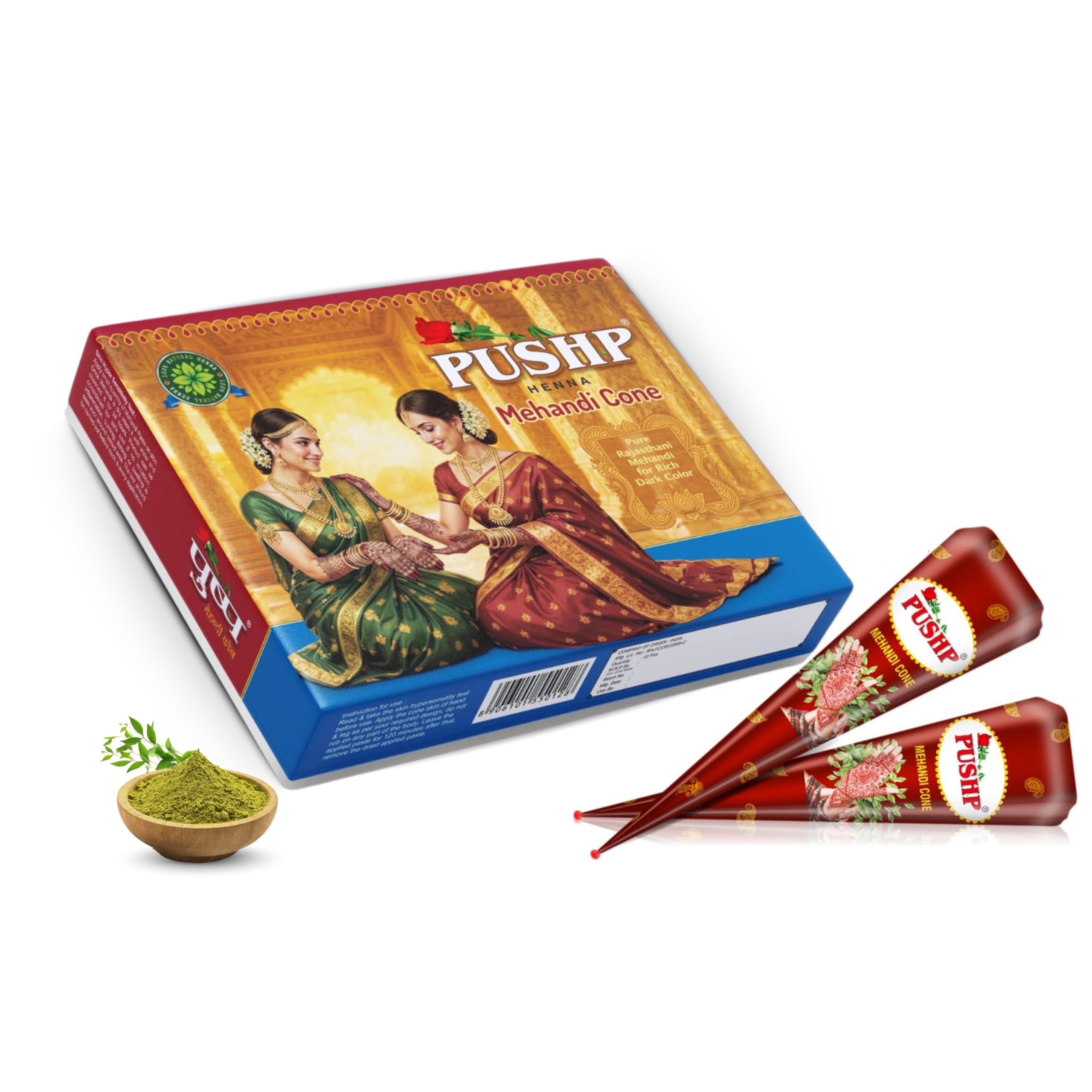 pushp henna Mehandi Cone Brown Wrapper (Pack of 12) Organic Mehndi Cones | Cone for wedding | instant Mehendi Cone | Organic Henna Cones | Men and Women | Mehandi Cone | Mehandi Price | Mehndi Keep | Mehndi Cone | Mehndi Design-picture-20