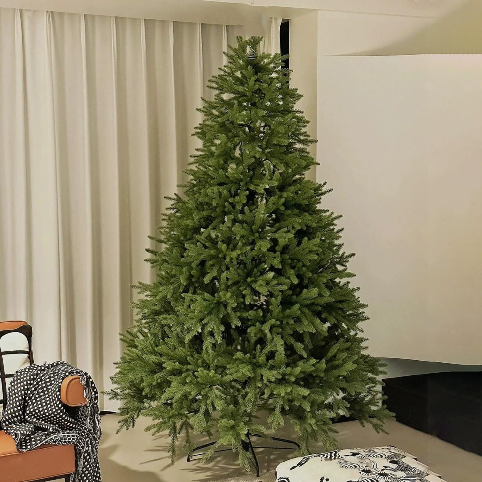 Jcsryd One Color Premium Hinged Artificial Christmas, Realistic Full Xmas Tree With Metal Stand, 2800-12000 Tips, Automatic Branches For Living Room, Doorway And Shop(240Cm/8Ft)