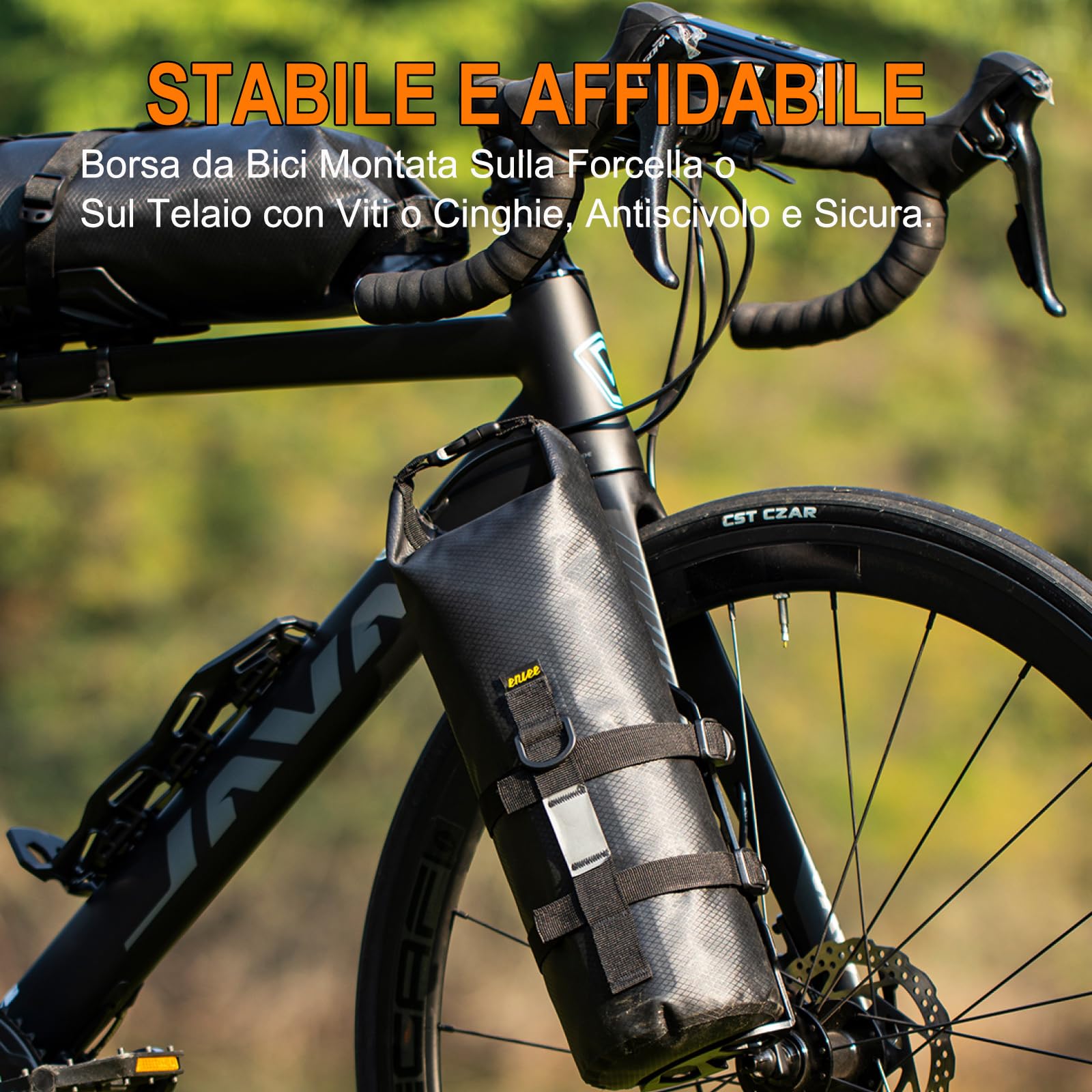 Borsa per Forcella da Bicicletta 5 L [2 Pezzi] Impermeabile Borse Anteriore Portapacchi Bici, Borsa Asciutta Roll Top, Resistente All'usura E Allo Strappo, Installazione (Cinghia/Vite) per Ciclismo