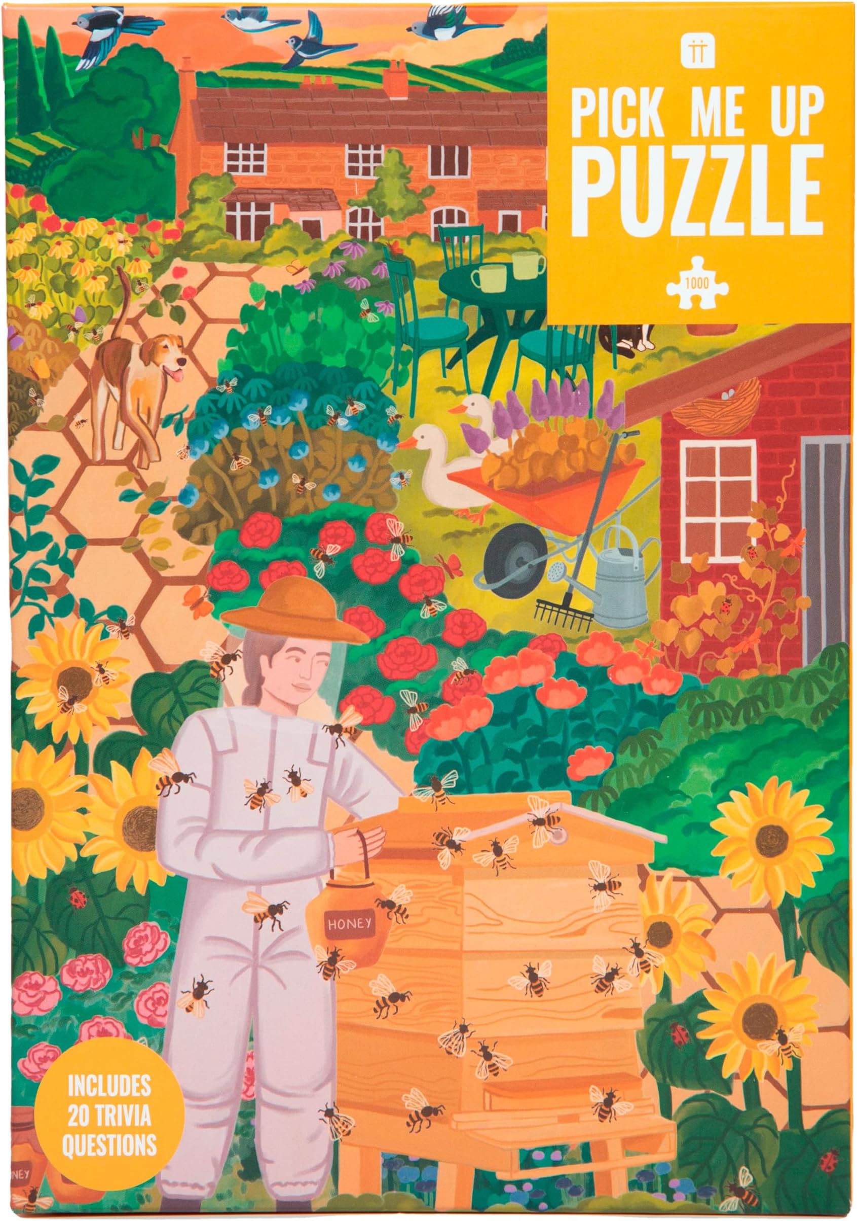 Talking Tables 1000 Piece Bee Puzzle for Adults with Matching Poster & Trivia Sheet | Beehive Garden Animal Jigsaw | Gifts for Her, Him, PUZZLEBEE