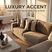 Vista 6 de BOYSUM Set of 2 Leather Throw Pillow Covers Outdoor Decor Patchwork Linen Brown Faux Leather Pillows Cover for Couch Sofa,Beige 12"x20