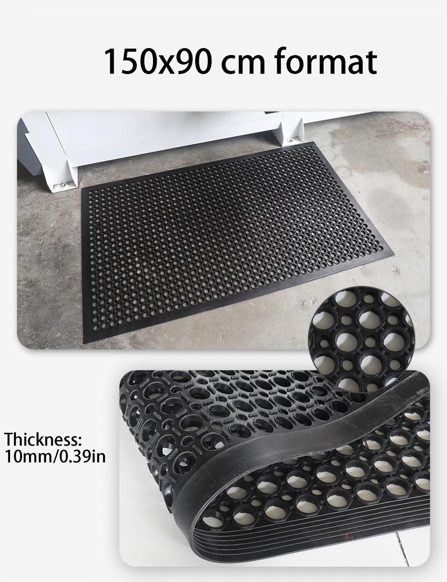 Alfombrilla de Goma Resistente de PVC para Taller, Antideslizante, antifatiga y absorción de Impactos, para Uso Industrial (150 x 90 cm/59 x 35,4 Pulgadas)
